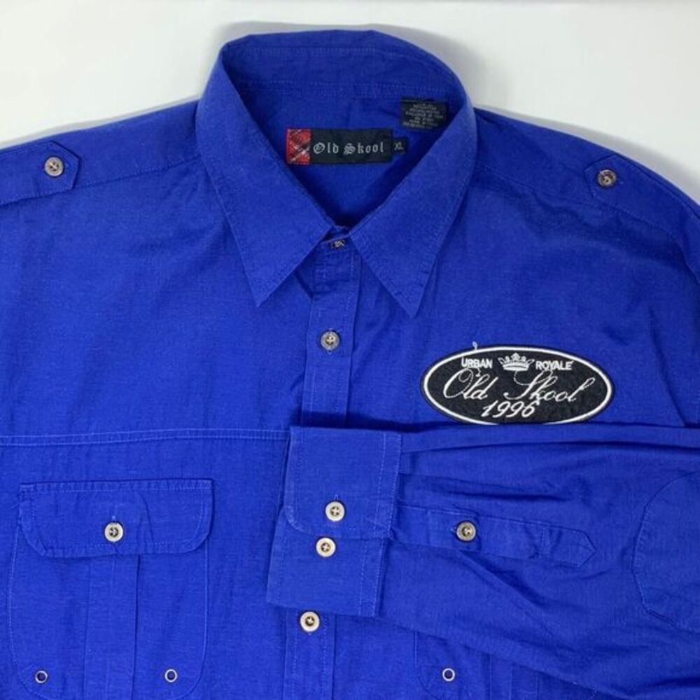 Old Skool Urban Royale 1996 Vintage Blue Men's Long‎ Sleeve Shirt Size XL